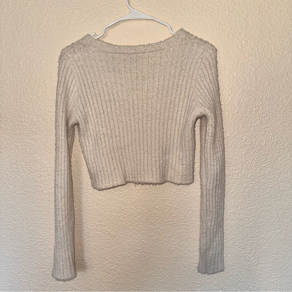 Cream Ribbed Button-Up Cardigan - Picture 2 of 2